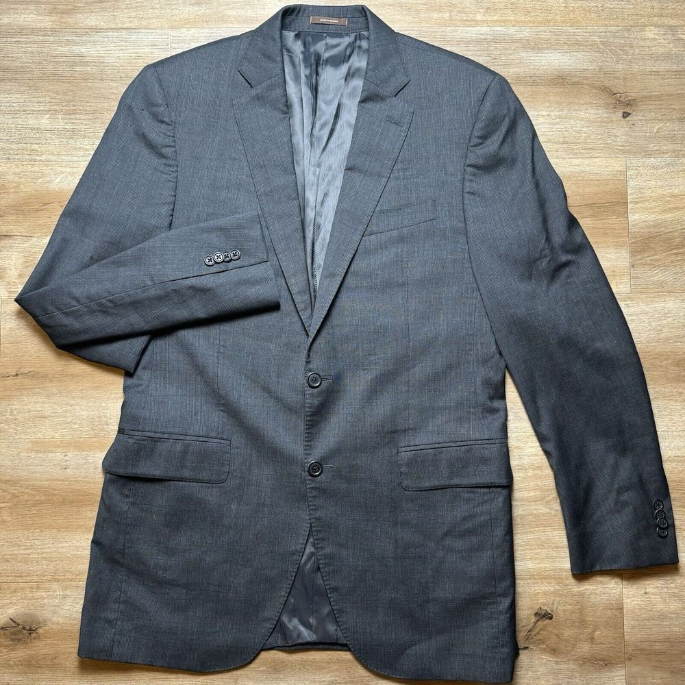Peter Millar Blazer Mens 40T Gray Wool 2 Button Sport‎ Coat Geometric Formal